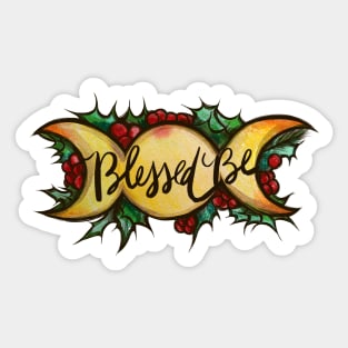 Blessed Be Yule Triple Moon Sticker